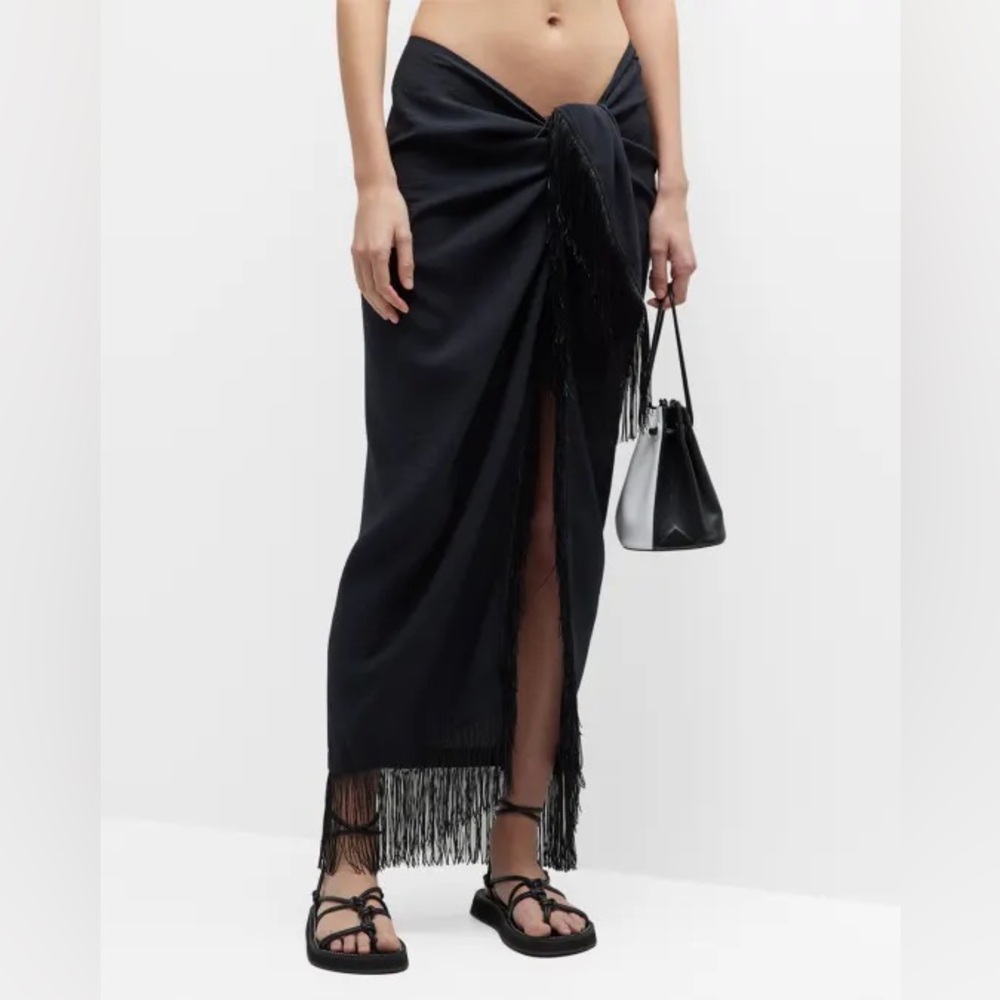 SIMKHAI pareo fringe purple burgundy skirt one size $245 NWT
